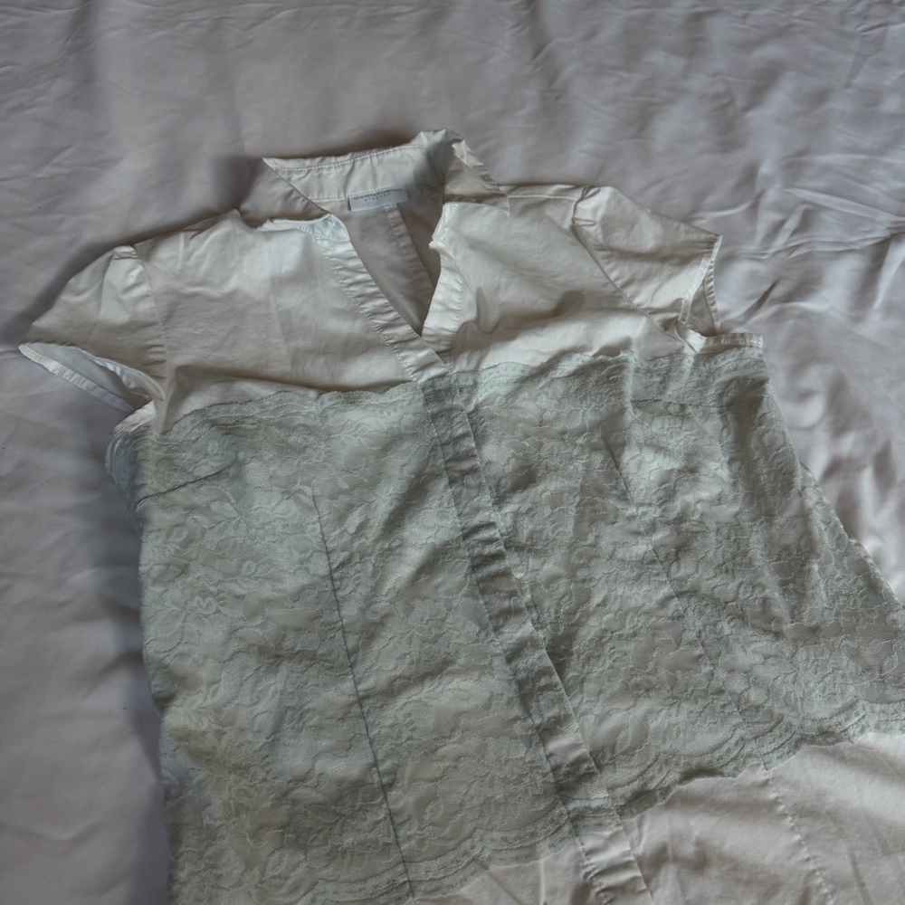 White Lace Button-Up Blouse